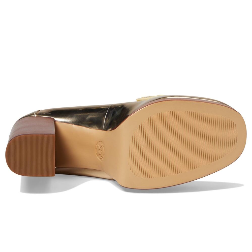Michael Kors Eden Leather Loafer Platform Pump Pale Gold Metallic Size 7 M - Picture 5 of 5